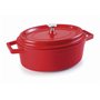 Lacor 25931 Faitout Rouge Ovale Fonte d'Aluminium avec Couvercle Diamètre: 31X25 cm