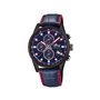 Lotus Montre pour Homme 18589/2 Outlet Boîtier en Acier Inoxydable Noir Bracelet en Cuir Bleu