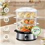 Aigostar Fitfoodie Steel 30INA - Cuiseur vapeur électrique 0% BPA. Puissance de 800W, minuterie, 3 niveaux indépendants de cuiss