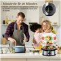 Aigostar Fitfoodie Steel 30INA - Cuiseur vapeur électrique 0% BPA. Puissance de 800W, minuterie, 3 niveaux indépendants de cuiss