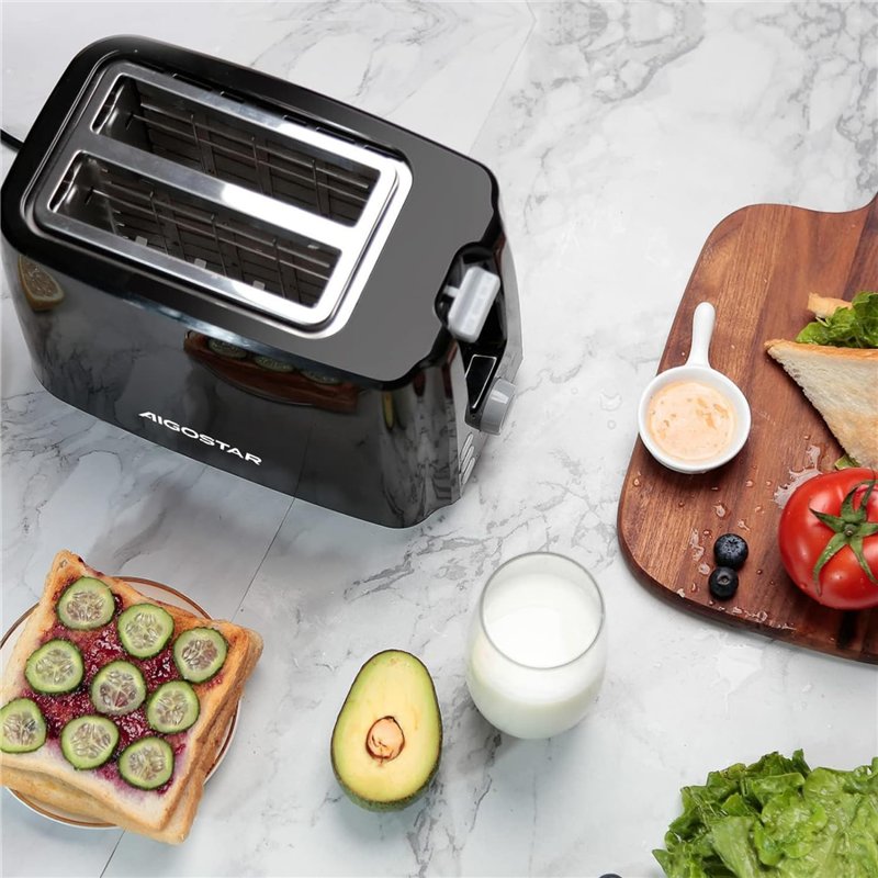 Image secondaire de Aigostar Warrior 30JRL – Grille-pain 2 fentes extra-larges et 7 niveaux de brunissage. Fonctions toaster, décongeler, réchauffer
