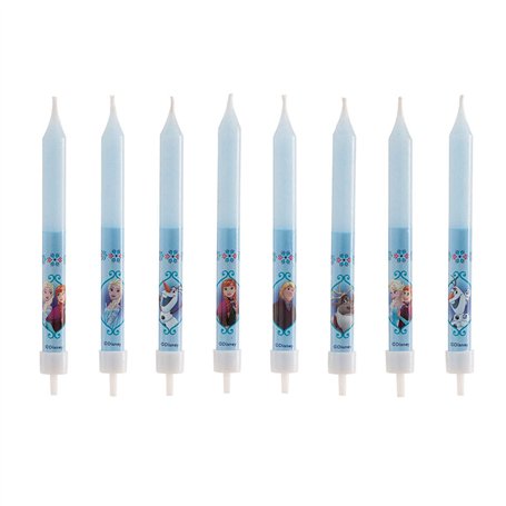 Dekora - 346174 Reine des Neiges Rozenn Lot de 8 Bougies bâtonnet Cire Bleu