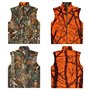 GUGULUZA Homme Gilet de Chasse Orange Camo, Réversible, Multi-Poches, pour Pêche Chasse Camping, M