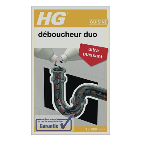HG Déboucheur Duo - Débouche-Canalisations pour Cuisine & Salle de Bain