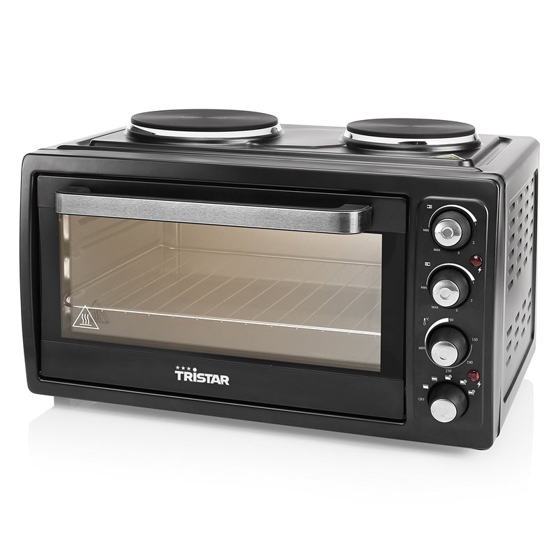 Tristar Four à convection avec 2 plaques chauffantes, Capacité : 38 L, 3100 W, Plaque de cuisson et gril, 90-230 ⁰C, adapté pour