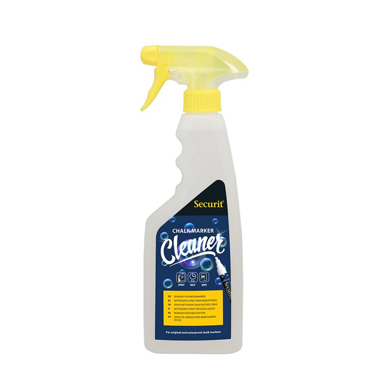 SECURIT - Spray Détergent pour Effacer Traces de Stylo Craie Liquide - Pour Tableau Noir et Autres Surfaces - Pour Bar, Restaura