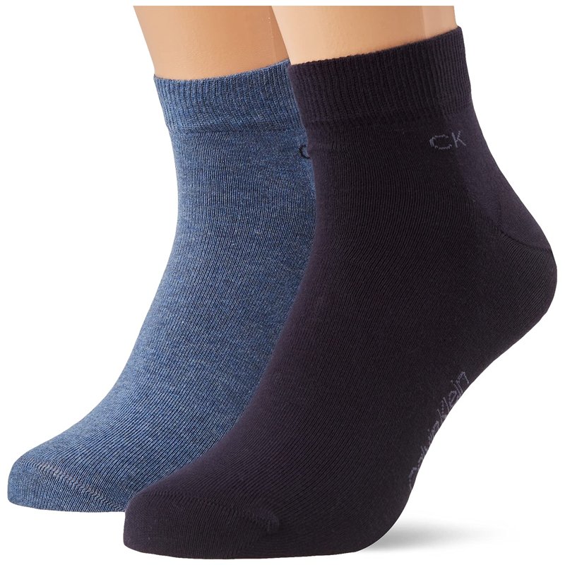 Calvin Klein Quarter Chaussettes, Bleu Marine, 43/46 (Lot de 2) Homme