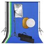 vidaXL Kit de Studio Photo avec Lampes Toile de Fond et Réflecteur Kit d'Eclairage Système de Toile de Fond Lumière de Studio Ph