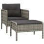 Salon de jardin 2 pcs avec coussins Gris Résine tressée