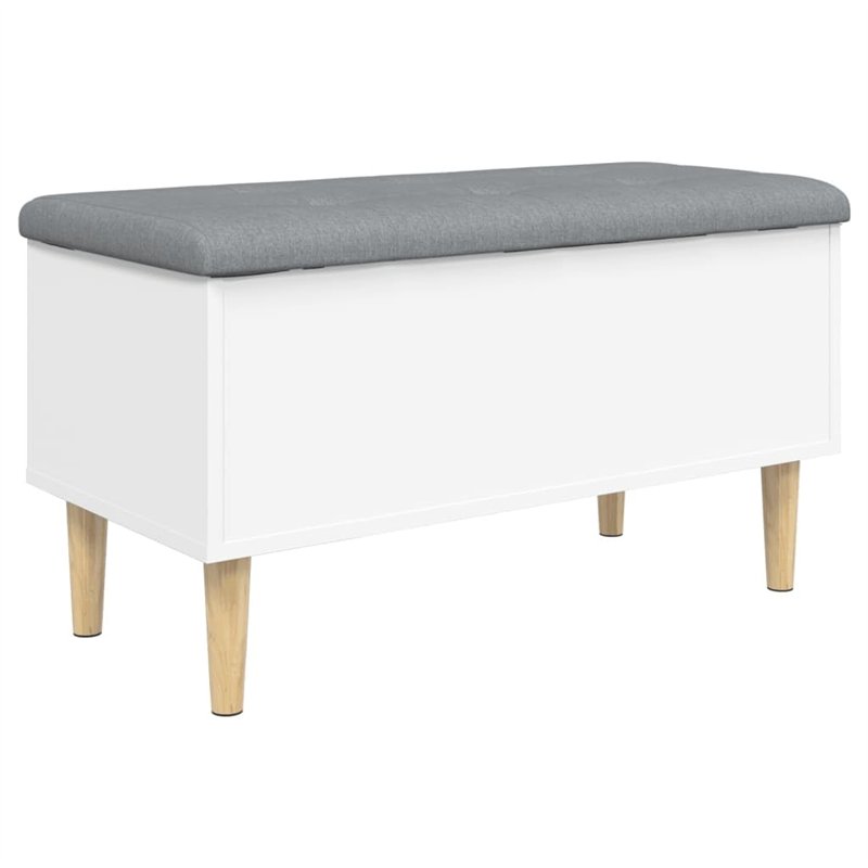 vidaXL Banc de Rangement, Coffre avec Couvercle, Banc à Chaussures avec Siège, Tabouret de Salon, Moderne, Blanc 82x42x46 cm Boi