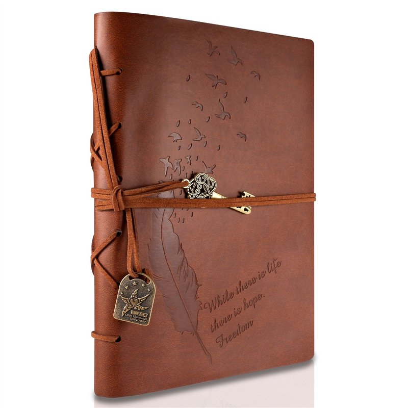 RYMALL Carnet De Voyage A5, Journal Intime, New Cuir Vintage Magique Key String Notebook Journal Blank Agenda Jotter Cahier Cord