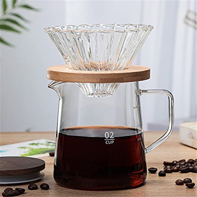 Image secondaire de Gonnely Carafe à café en verre avec couvercle, carafe en verre isolée Carafe transparente isolée pour jus de thé et eau de café