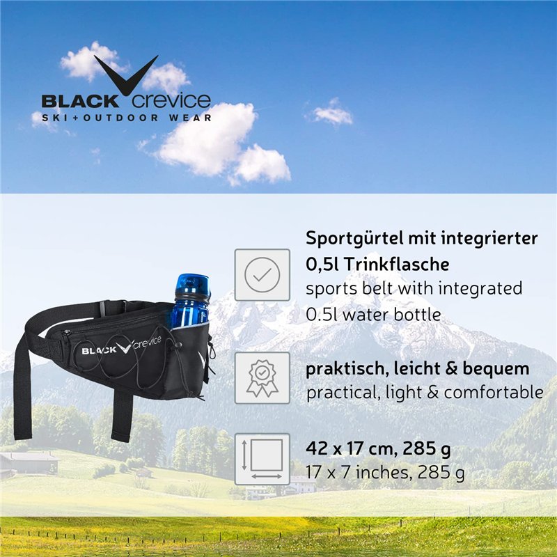 Image secondaire de BLACK CREVICE Porte-Boisson I Ceinture de Marche avec Gourde intégrée 0,5 l I Compartiment Principal avec Poche en Plus pour Acc