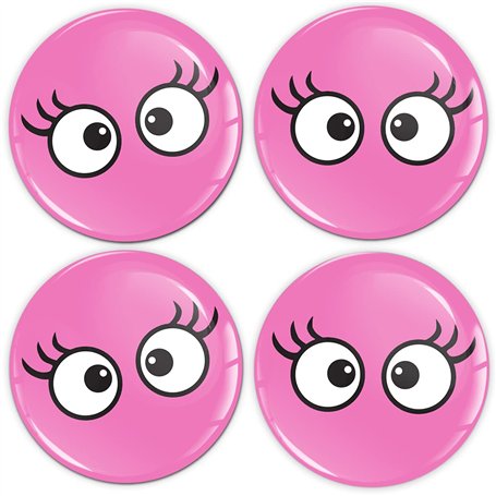 Biomar Labs® 4 x 60mm Autocollant 3D Silicone pour Cache-Moyeu Enjoliveurs Centre de Roue Caches Emblème Cils Roses A 1760