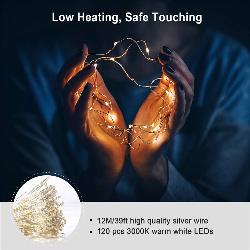 Image secondaire de Guirlande Lumineuse 12M 120 LEDs, Girlande de Lumière IP65 Etanche Guirlandes Lumineuses Intérieur Decoration pour Mariage Fête 