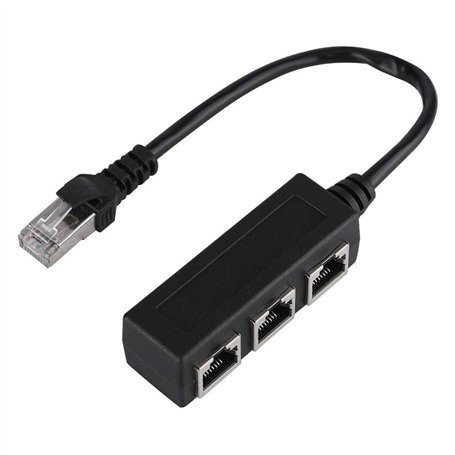 Ausla Câble d'extension Ethernet Adaptateur de Câble Répartiteur de Connecteur de Transfert de Port Mâle à 3 Femelle Réseau RJ45
