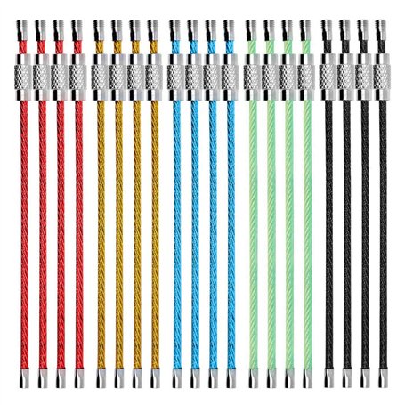 Porte-clés en Fil Acier Inoxydable Chaînes Anneau de clé de Câble Enduit de Nylon Coloré Porte-clés pour Bagages de Randonnée Ta