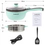Audecook Petite Poêle électrique avec Cuiseur Vapeur (S(Vert prairie/Avec Cuisson à la vapeur))