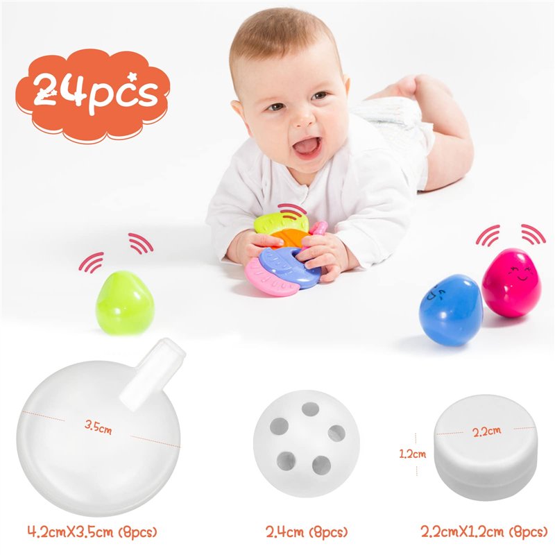 Image secondaire de 24 Pcs Squeaker Plastique Grelot pour Hochet Bébé Hochet Boîte Blanc Jouets Couineurs en Plastique Transparent pour Bricolage Po