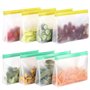 Lot de 8 sacs en silicone réutilisables avec fermeture éclair et support pour aliments
