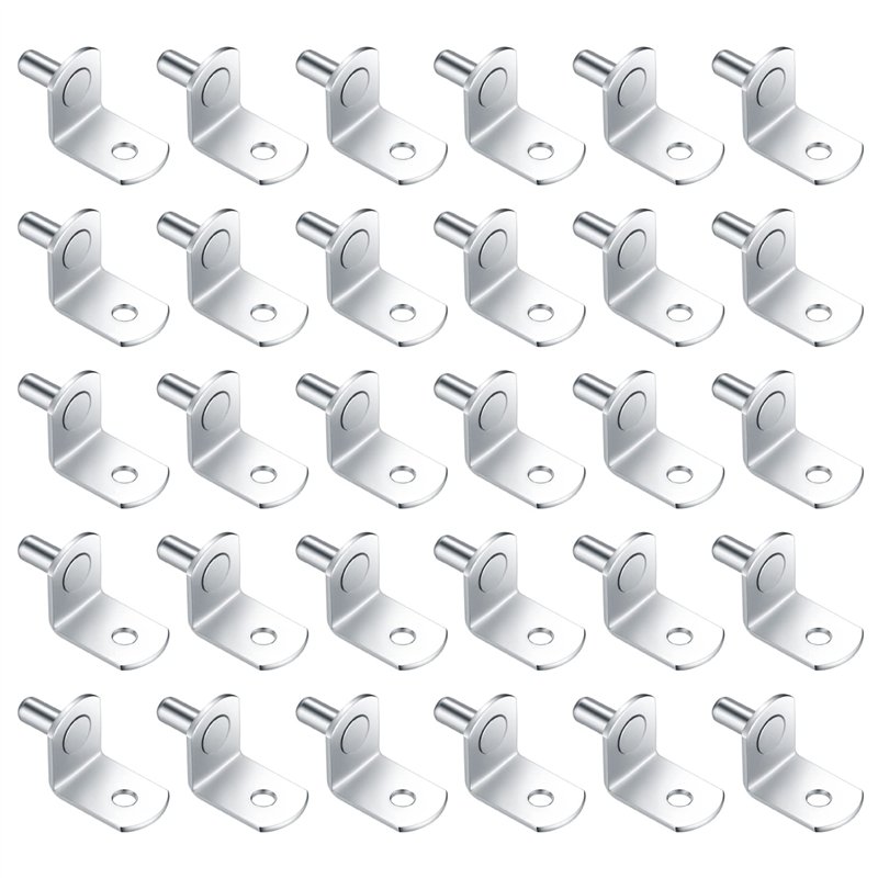 30 Pièces Chevilles de Support d'Étagère Métal, 5mm L Forme Support Équerre pour Meuble Armoire Placard Bibliothèque