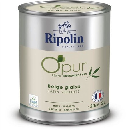 O'pur murs boiseries radiateurs beige glaise satin velouté - RIPOLIN - 2 L