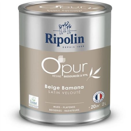 O'pur murs boiseries radiateurs beige bamana satin velouté - RIPOLIN - 2 L