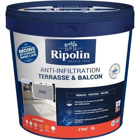Anti-infiltrations terrasses & balcons gris - RIPOLIN - 5 L