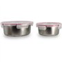 Lot de 2 boîtes hermétiques avec couvercle - MENASTYL - 5040178 - En acier inoxydable - Ronde - 15 et 20 cm - Compatibles micro-
