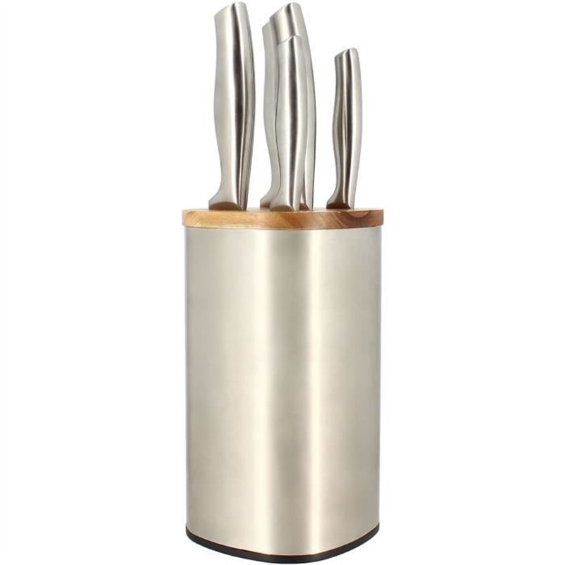 Bloc de couteaux 5 pièces - MENASTYL - 5041070 - En acier inoxydable - Bois