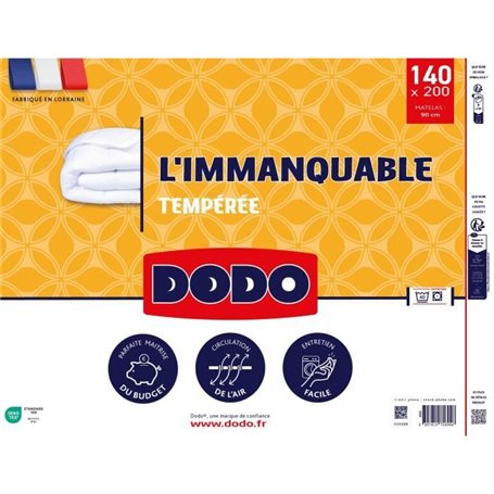DODO - Couette tempérée 250G/m² - L'IMMANQUABLE -  140 x 200 cm - Blanc