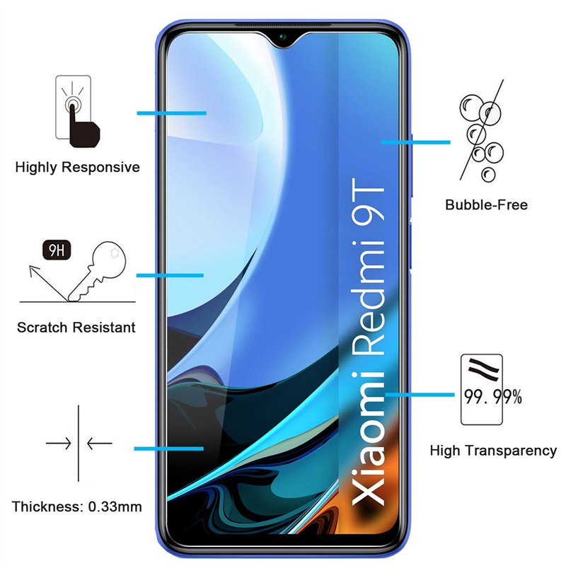 Image secondaire de NEW'C Lot de 2, Verre Trempé pour Xiaomi Redmi 9T, Xiaomi Poco M3, Film Protection écran efficace contre les Rayures - sans Bull