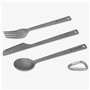 Navaris Kit 3X Couvert Camping Pliable - Couteau Fourchette Cuillère - Set Couverts en Titane avec Crochet - Camping Voyage Rand