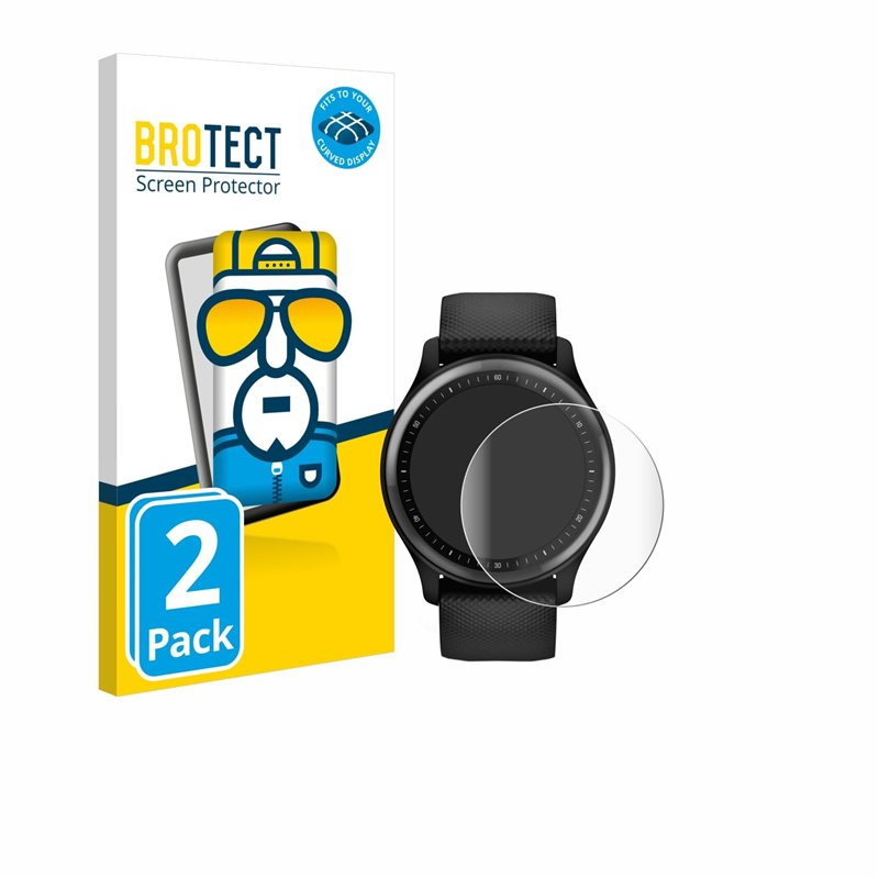 Image secondaire de brotect Protection Intégrale 3D Incurvé pour Garmin Vivomove Sport (2 Pièces) - Couverture Complète, Film Protection Écran