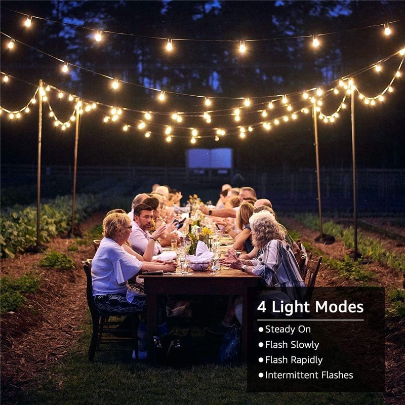 Image secondaire de Lepro Guirlande Lumineuse Exterieure, Guirlande Solaire 7.62M, 4 Modes d'Éclairage, 25 Ampoules G40, Blanc Chaud 2700K, Étanche 