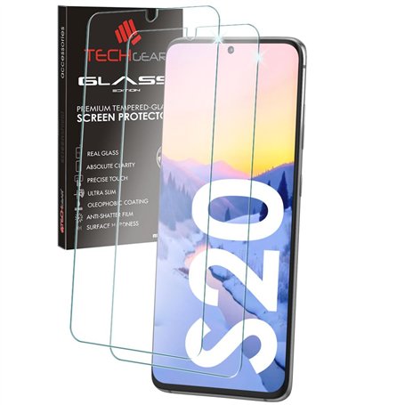 TECHGEAR Lot de 2 protections d'écran en verre trempé compatibles avec Samsung Galaxy S20/S20 5G [bords arrondis 2