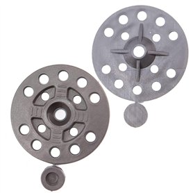 Toolty Rondelles en plastique - 100 pièces de 56 mm - Fixations d'isolation noires - Disques de serrage avec capuchons en plasti