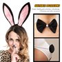 Lot de 2 Ensemble Déguisement de Lapin Serre-tête d`oreille de lapin+Cravate en forme de nœud papillon + Queue en Peluche Costum