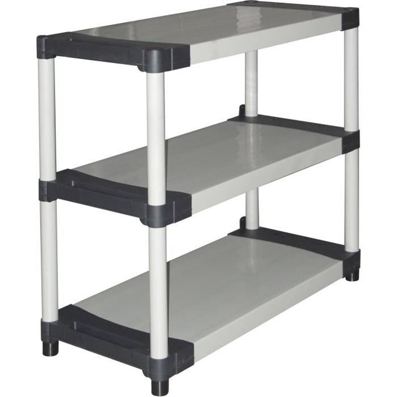 Étagere plastique - TOOD - 3 tablettes - Charge 80 kg par tablette - 80x40x85 cm - Noir/gris