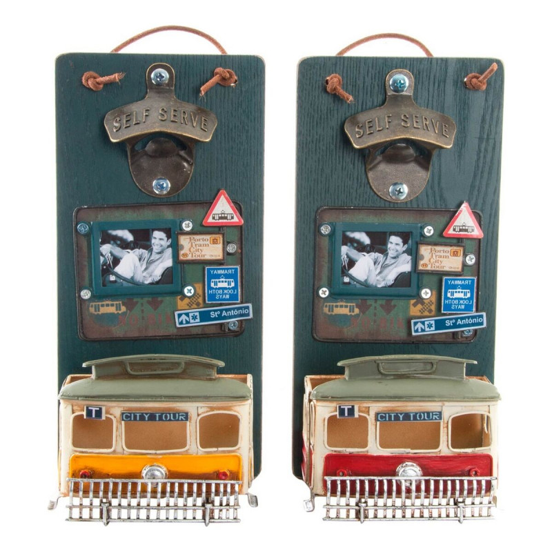 Ouvre-bouteille DKD Home Decor Self Serve Bois Métal (2 pcs) (26 x 12 x 9 cm)