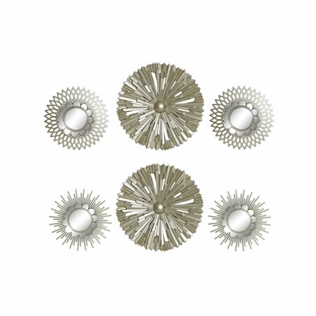 Ensemble de miroirs DKD Home Decor Mural polypropylène Doré Miroir (2 pcs) (35 x 3.5 x 35 cm)