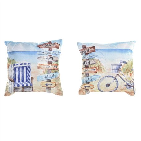 Coussin DKD Home Decor Plage Polyester Aluminium Multicouleur méditerranéen (45 x 10 x 45 cm) (2 Unités)