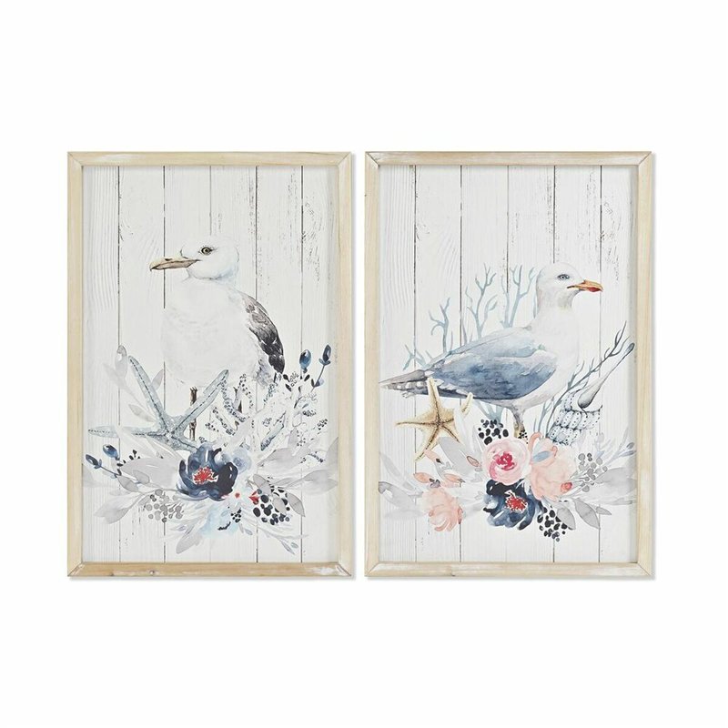 Cadre DKD Home Decor Oiseau méditerranéen (40 x 1,8 x 60 cm) (2 Unités)