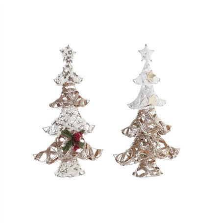 Sapin de Noël DKD Home Decor Doré Blanc Rotin (32 x 10 x 56 cm) (2 Unités)