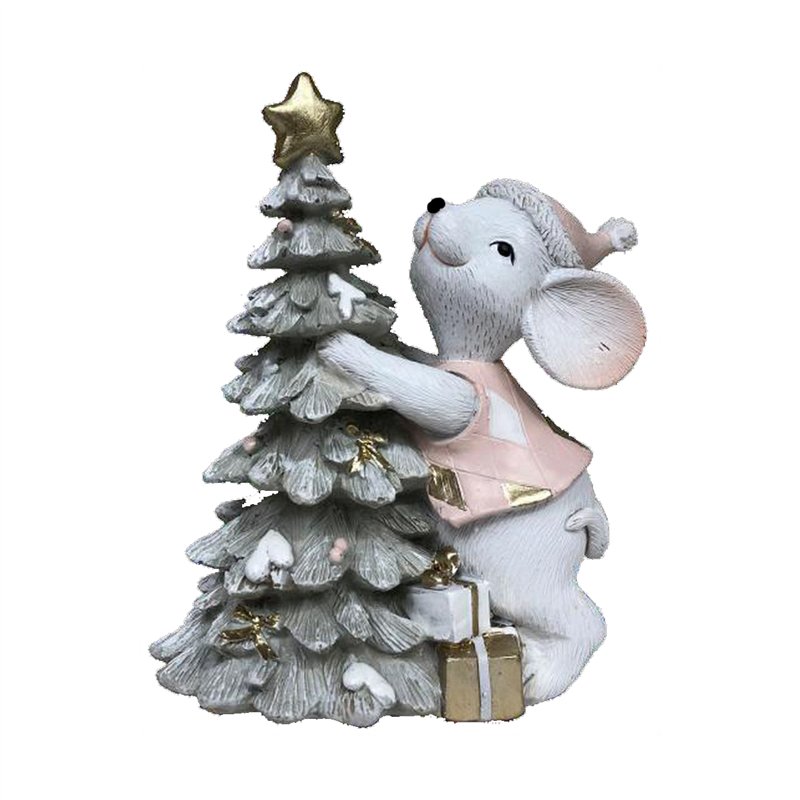 Décorations de Noël DKD Home Decor Souris Résine (10 x 6,5 x 11 cm) (2 Unités)
