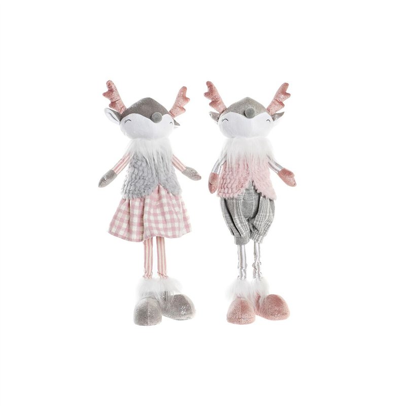 Figurine Décorative DKD Home Decor Noël Animal Polyester Cerf (15 x 11 x 49 cm) (2 Unités)