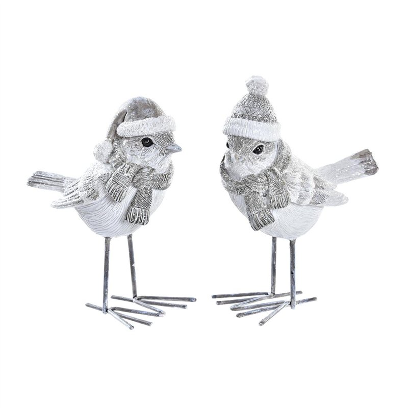 Décorations de Noël DKD Home Decor Résine Oiseau (10,5 x 5,5 x 10,5 cm) (2 Unités)