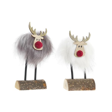 Décorations de Noël DKD Home Decor Polyester Renne (7 x 5 x 16 cm) (2 Unités)