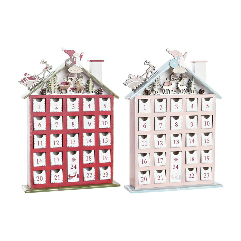 Calendrier de lAvent DKD Home Decor Bois Maison (27 x 7 x 40 cm) (2 Unités)