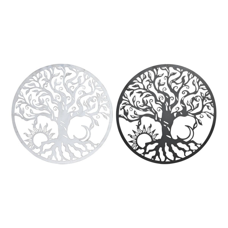 Décoration murale DKD Home Decor Noir Métal Blanc Indien Lune (2 Unités) (60 x 1 x 60 cm)